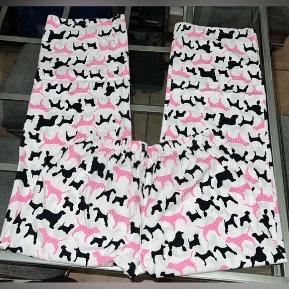 VS PINK ~ White w/ Black & Pink Dogs Pajama Pants - Picture 4 of 10